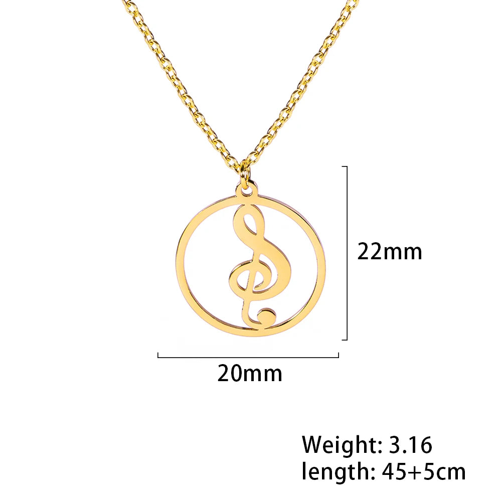 Music Note Necklace – Treble Clef Pendant Chain Jewelry for Women Men Kids Silver Musical Symbol Gift