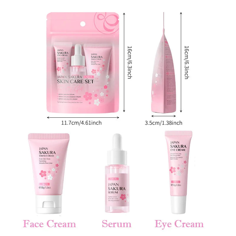 LAIKOU Sakura Skin Care Sets Facial Cleanser Face Cream Serum Toner Moisturizing Brightening Firming Hydrating Face Care Kit