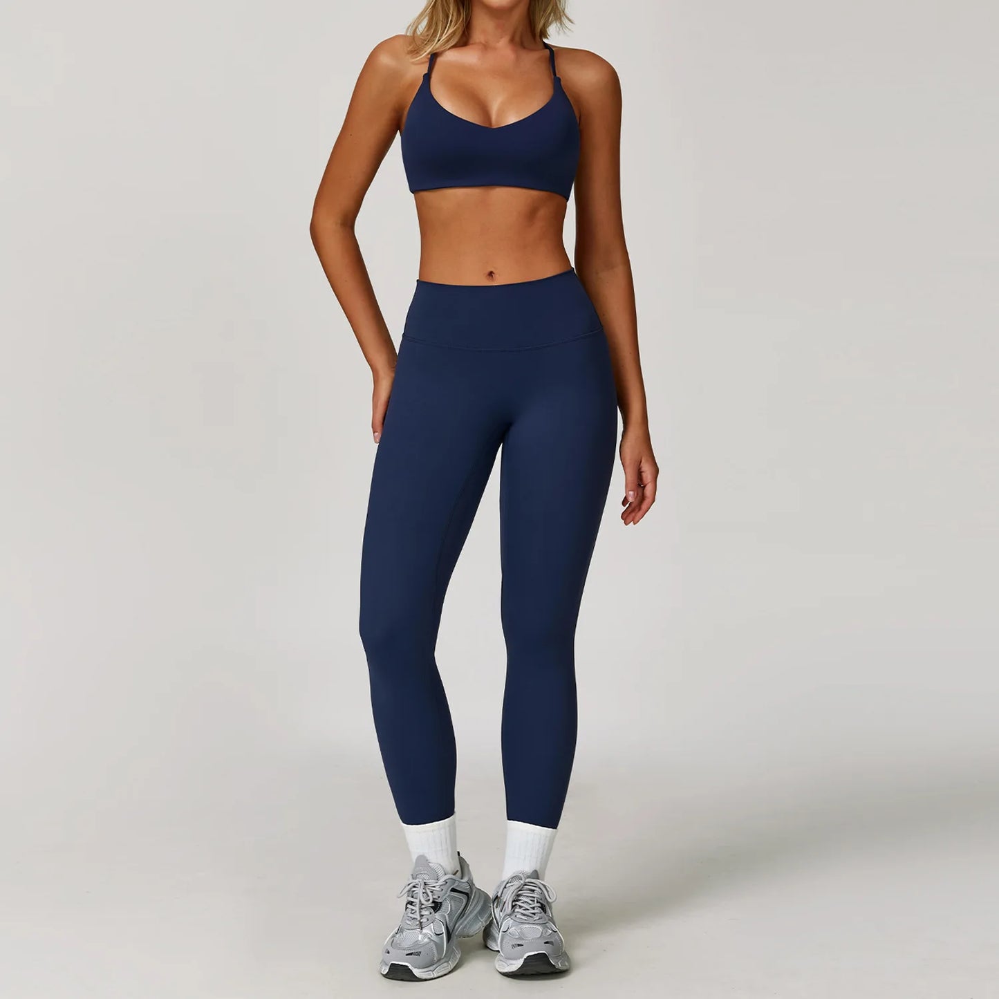 Women's 2/3PCS Yoga Set Workout Clothes Long Sleeve Sports Bra Leggings Gym Running Activewear Outfit