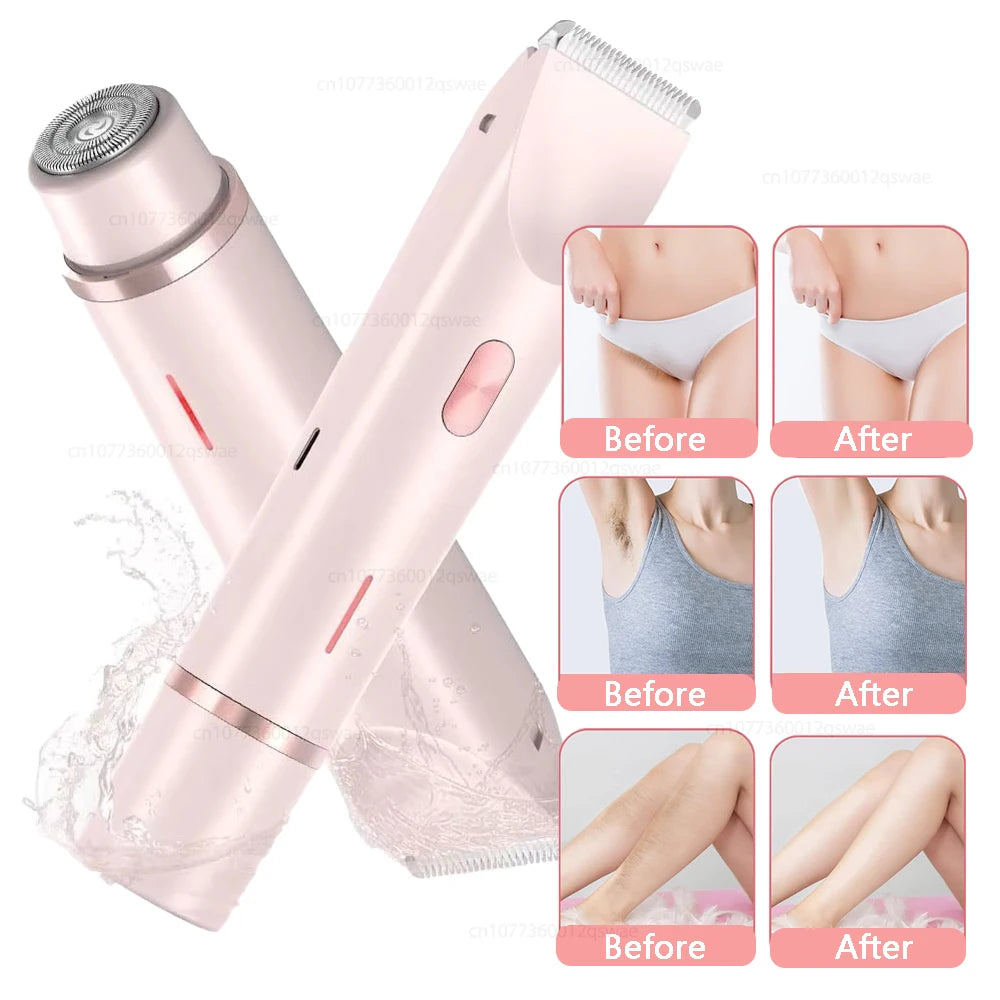 Painless Electric Shaver for Women 2-in-1 Razor & Epilator Smooth Legs Bikini Underarm