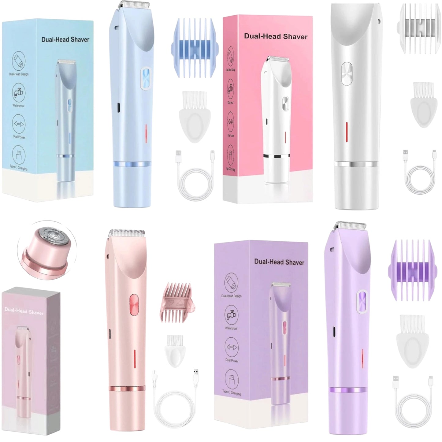 Painless Electric Shaver for Women 2-in-1 Razor & Epilator Smooth Legs Bikini Underarm