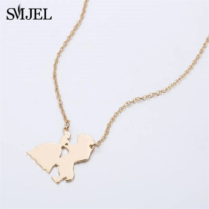 Popular Movie Figure Jewelery Necklace for Women Prince Princess Pendant Necklaces n238 Stainless Steel Trendy Fashion Gift