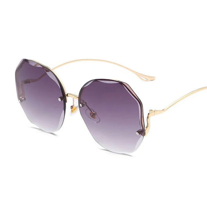 Women's Oversized Gradient Sunglasses Rimless Metal Frame Shades