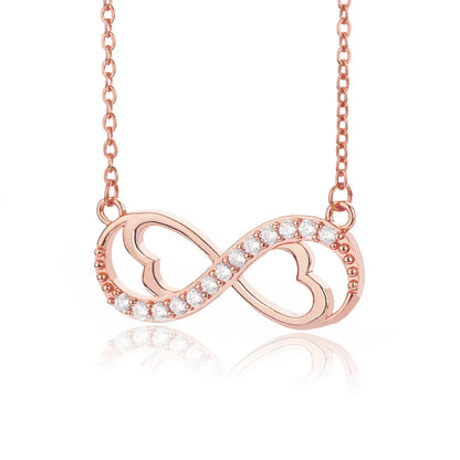 Necklace For Women Fashion Romantic Gold Color Silver Colour Infinite Love Classic Infinity Symbol & Love Heart CZ Jewelry Gift