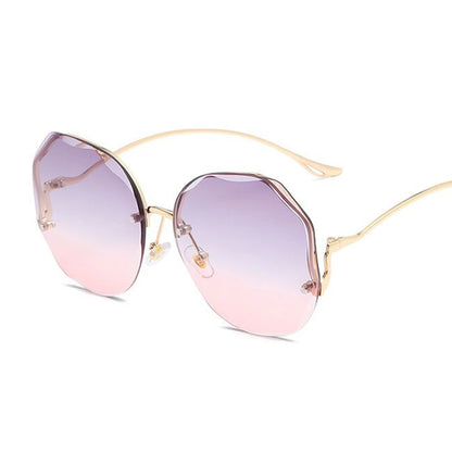Women's Oversized Gradient Sunglasses Rimless Metal Frame Shades