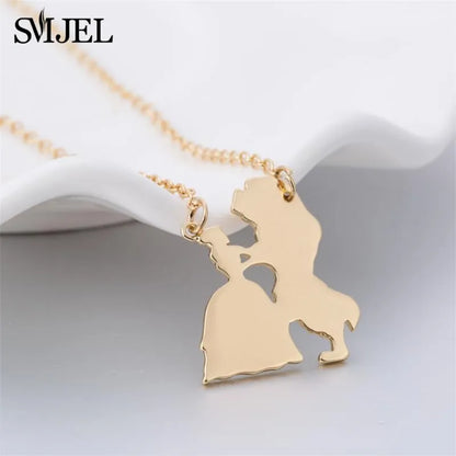 Popular Movie Figure Jewelery Necklace for Women Prince Princess Pendant Necklaces n238 Stainless Steel Trendy Fashion Gift
