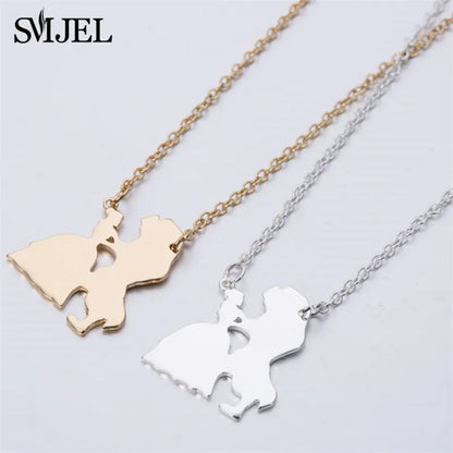 Popular Movie Figure Jewelery Necklace for Women Prince Princess Pendant Necklaces n238 Stainless Steel Trendy Fashion Gift