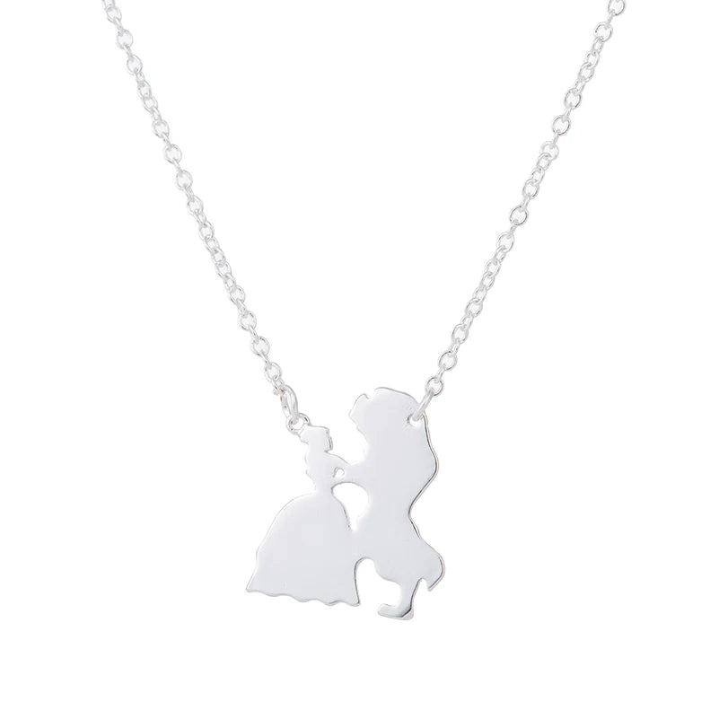 Popular Movie Figure Jewelery Necklace for Women Prince Princess Pendant Necklaces n238 Stainless Steel Trendy Fashion Gift