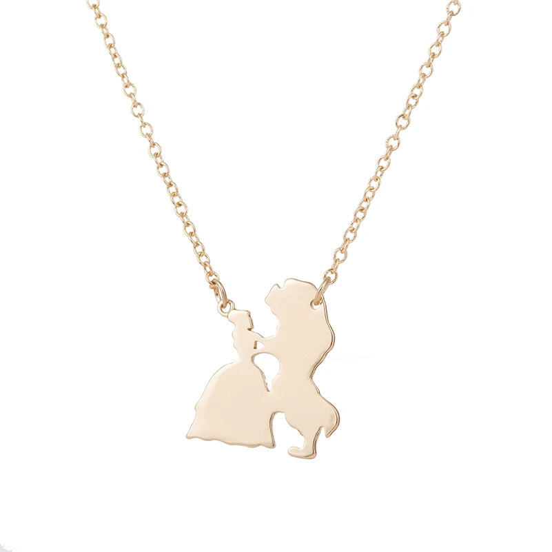 Popular Movie Figure Jewelery Necklace for Women Prince Princess Pendant Necklaces n238 Stainless Steel Trendy Fashion Gift