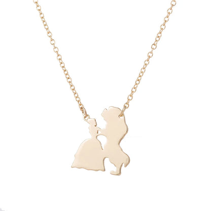 Popular Movie Figure Jewelery Necklace for Women Prince Princess Pendant Necklaces n238 Stainless Steel Trendy Fashion Gift