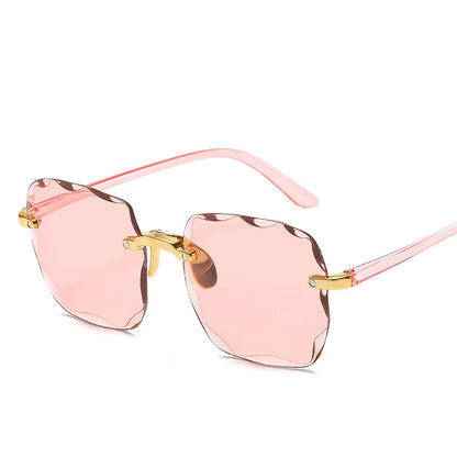 3PCS Square Rimless Sunglasses for Women & Men – Luxury Designer UV400 Shades, Fashion Summer Red Gradient Sun Glasses Set
