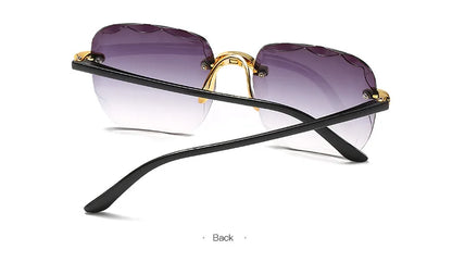 3PCS Square Rimless Sunglasses for Women & Men – Luxury Designer UV400 Shades, Fashion Summer Red Gradient Sun Glasses Set