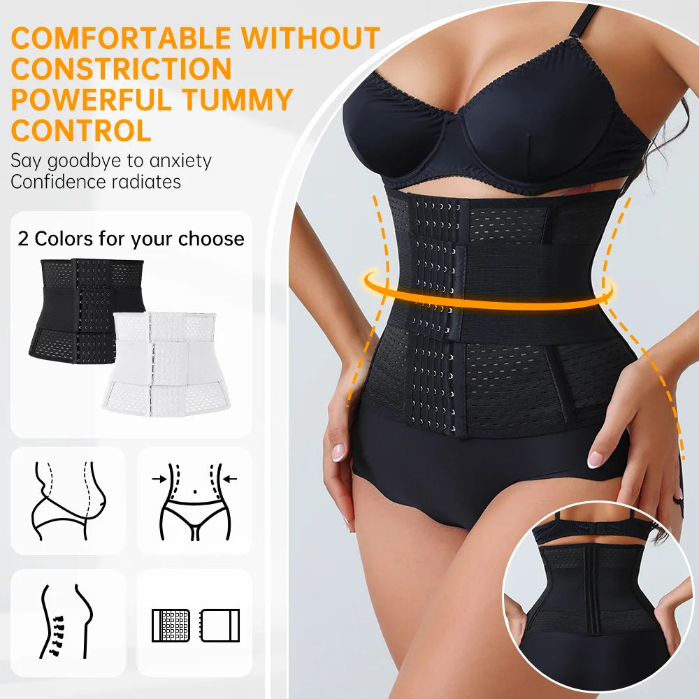 New Adjustable Waist Trainer for Women Double Belts Neoprene Corset with Zipper