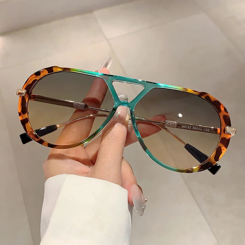 Vintage Double Bridge Oval Sunglasses UV400 | Luxury Gradient Lens Retro Fashion Eyewear for Men & Women