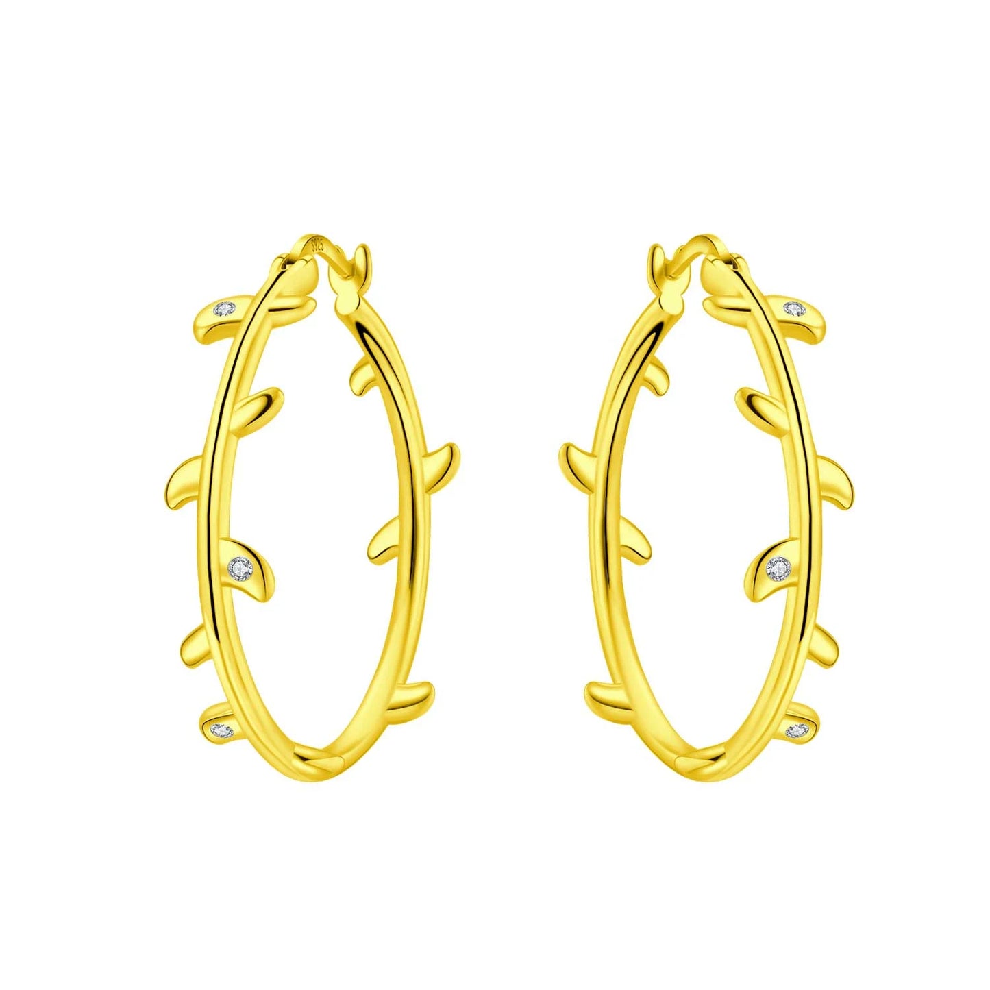 S925 Sterling Silver 18K Gold-Lined Zircon Hoop Earrings for Women