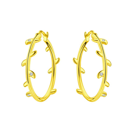 S925 Sterling Silver 18K Gold-Lined Zircon Hoop Earrings for Women