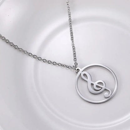Music Necklace Treble Clef Note Chain Musical Symbol Staff Notation Gift For Woman Men Kid Child Silver Color Pendant Jewelry