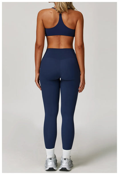 Women's 2/3PCS Yoga Set Workout Clothes Long Sleeve Sports Bra Leggings Gym Running Activewear Outfit