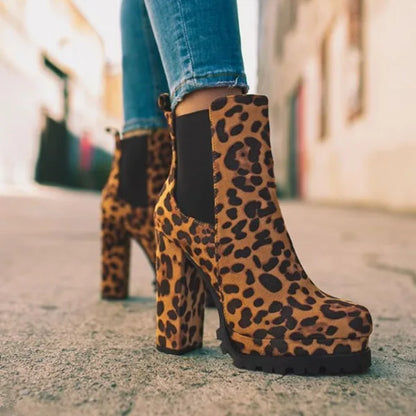 Women’s Open Toe Ankle Boots – Suede Chunky High Heel Fashion Shoes