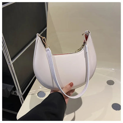 Women’s Moon-Shaped Shoulder Bag – Elegant Minimalist Hobo Handbag, Luxury-Look Crescent Purse with Adjustable Strap