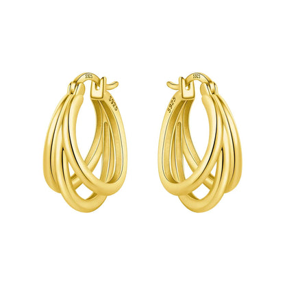 S925 Sterling Silver 18K Gold-Lined Zircon Hoop Earrings for Women