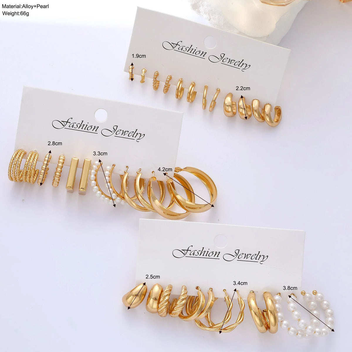 Gold Geometric Hoop Earrings for Women with Pearl Accents and Textured Styles