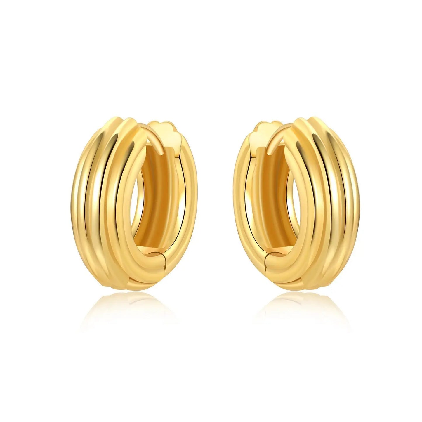 S925 Sterling Silver 18K Gold-Lined Zircon Hoop Earrings for Women