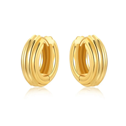 S925 Sterling Silver 18K Gold-Lined Zircon Hoop Earrings for Women
