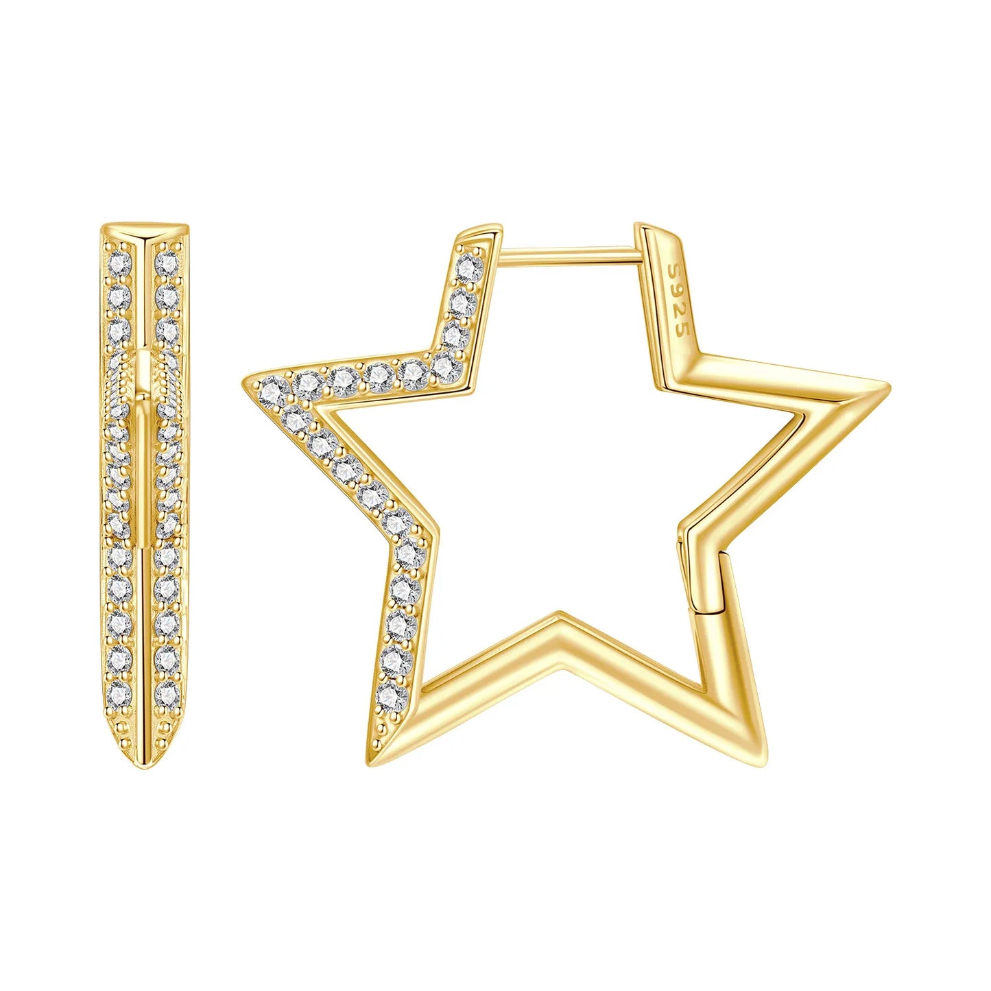 S925 Sterling Silver 18K Gold-Lined Zircon Hoop Earrings for Women