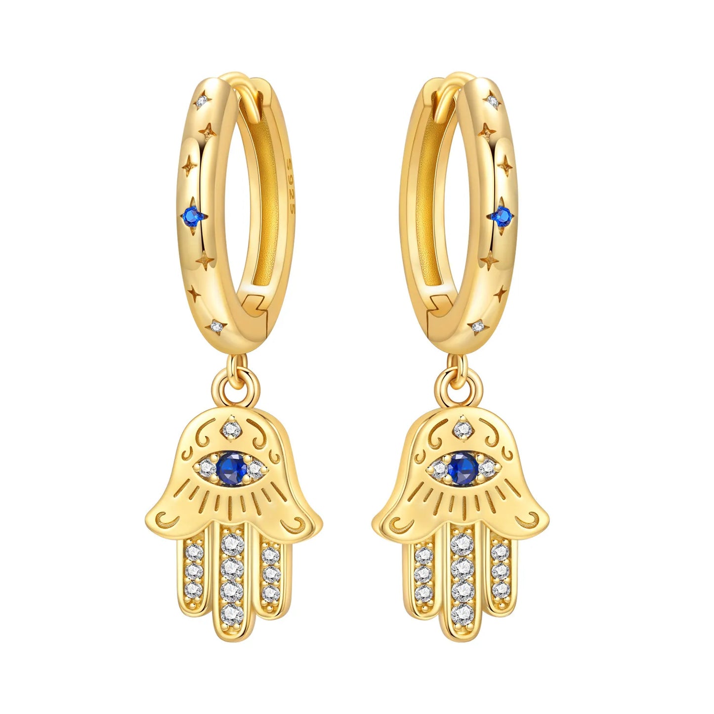 S925 Sterling Silver 18K Gold-Lined Zircon Hoop Earrings for Women