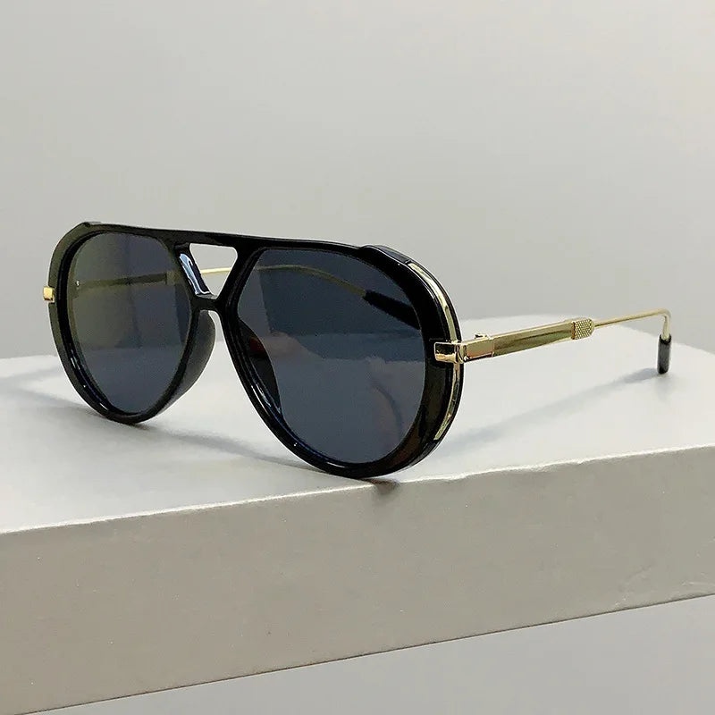 Vintage Double Bridge Oval Sunglasses UV400 | Luxury Gradient Lens Retro Fashion Eyewear for Men & Women