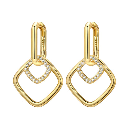 S925 Sterling Silver 18K Gold-Lined Zircon Hoop Earrings for Women