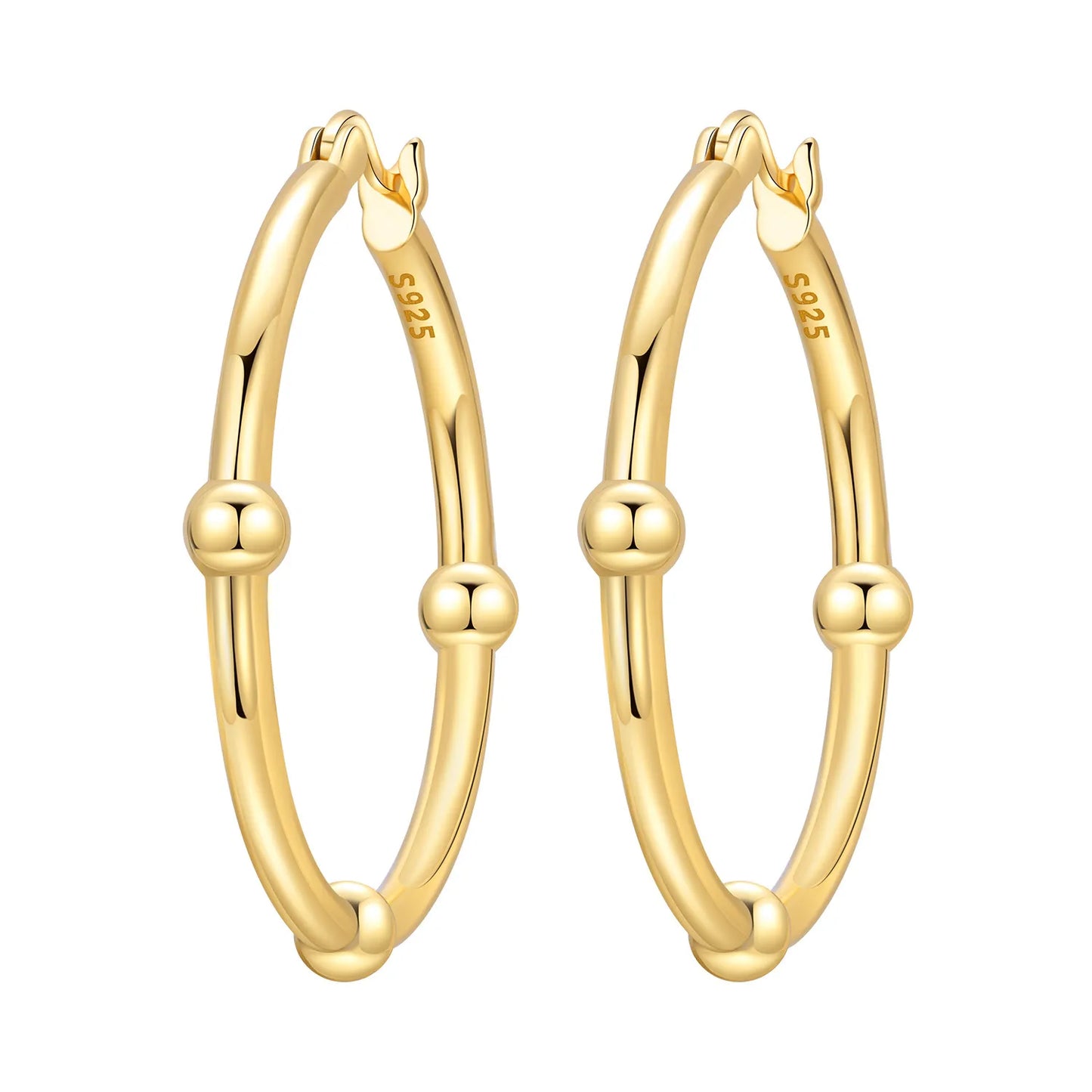 S925 Sterling Silver 18K Gold-Lined Zircon Hoop Earrings for Women