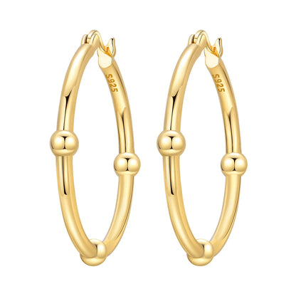 S925 Sterling Silver 18K Gold-Lined Zircon Hoop Earrings for Women