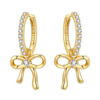 S925 Sterling Silver 18K Gold-Lined Zircon Hoop Earrings for Women