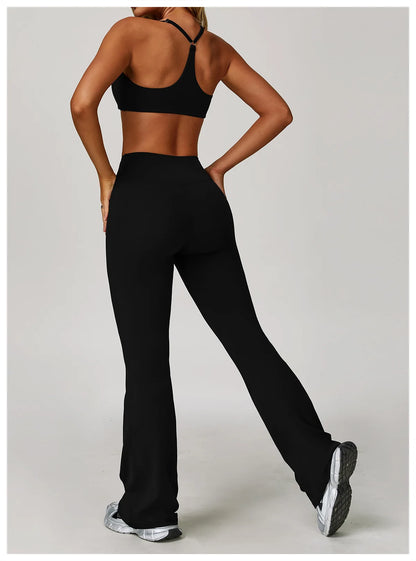 Women's 2/3PCS Yoga Set Workout Clothes Long Sleeve Sports Bra Leggings Gym Running Activewear Outfit