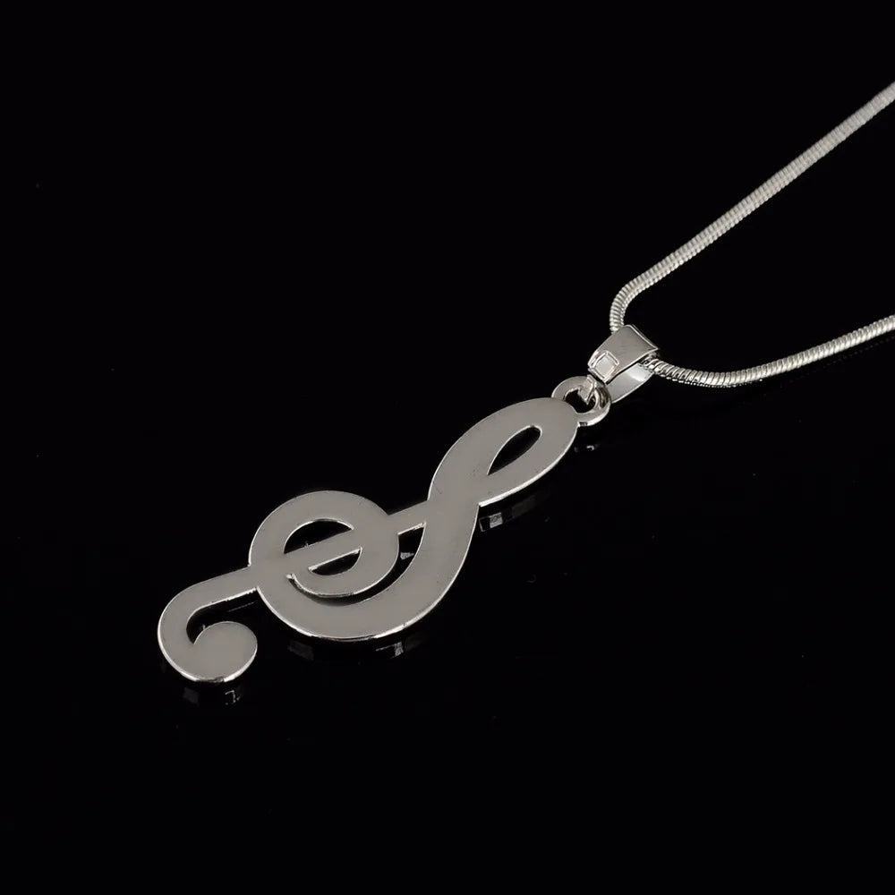 Music Necklace Treble Clef Note Chain Musical Symbol Staff Notation Gift For Woman Men Kid Child Silver Color Pendant Jewelry
