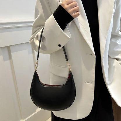Women’s Moon-Shaped Shoulder Bag – Elegant Minimalist Hobo Handbag, Luxury-Look Crescent Purse with Adjustable Strap