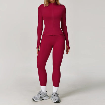 Women's 2/3PCS Yoga Set Workout Clothes Long Sleeve Sports Bra Leggings Gym Running Activewear Outfit