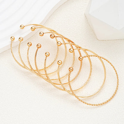 7 Piece Gold Cuff Bracelet Set for Women Geometric Stackable Boho Jewelry