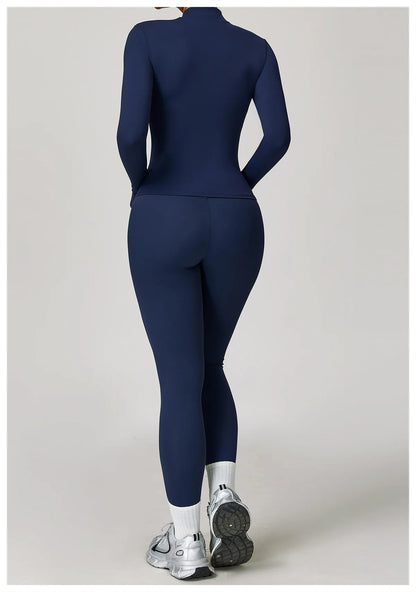 Women's 2/3PCS Yoga Set Workout Clothes Long Sleeve Sports Bra Leggings Gym Running Activewear Outfit