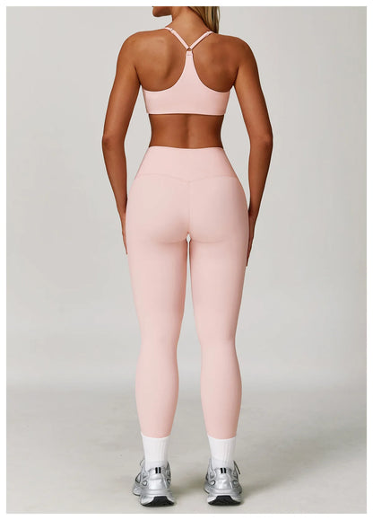 Women's 2/3PCS Yoga Set Workout Clothes Long Sleeve Sports Bra Leggings Gym Running Activewear Outfit