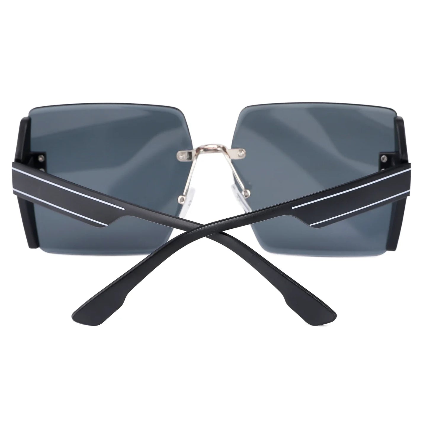 Women’s Vintage Square Frameless Sunglasses – Retro Gradient Lens UV Protection Fashion Shades