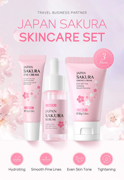 LAIKOU Sakura Skin Care Sets Facial Cleanser Face Cream Serum Toner Moisturizing Brightening Firming Hydrating Face Care Kit
