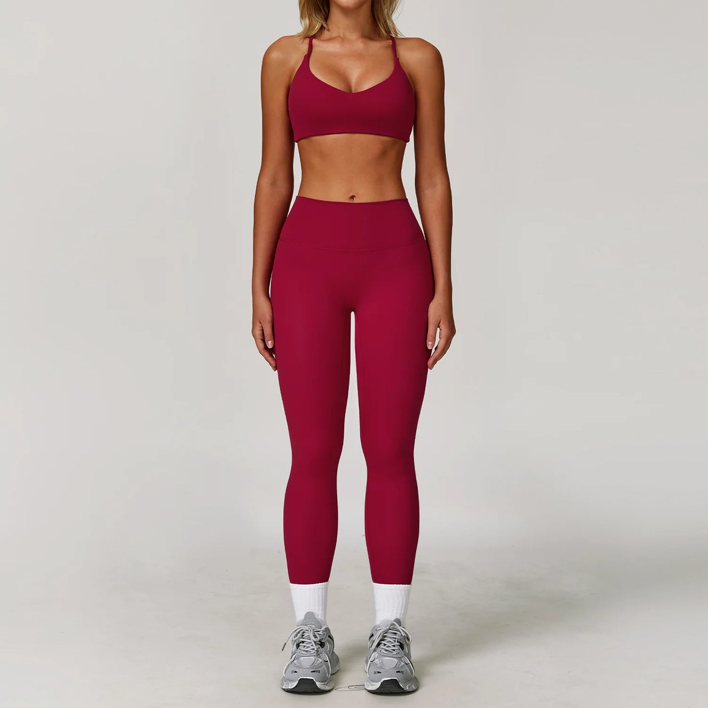 Women's 2/3PCS Yoga Set Workout Clothes Long Sleeve Sports Bra Leggings Gym Running Activewear Outfit