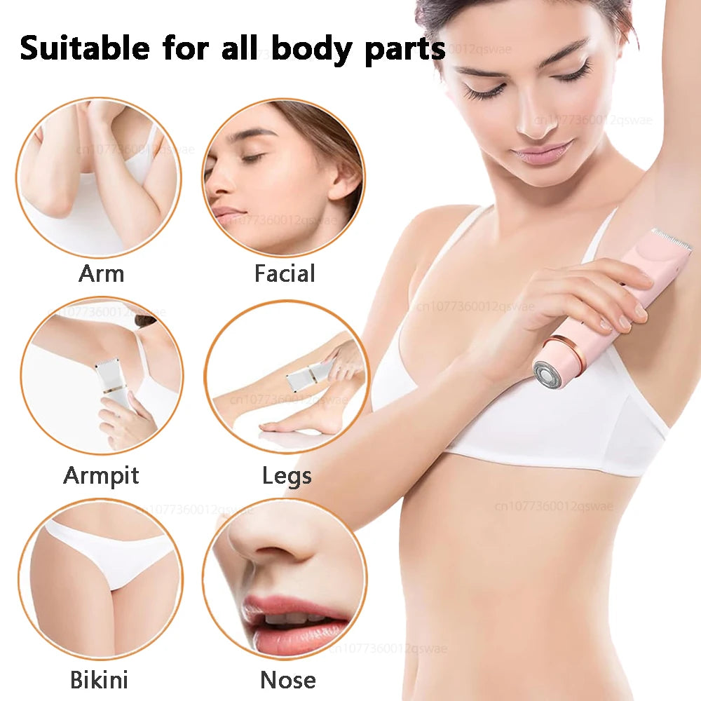 Painless Electric Shaver for Women 2-in-1 Razor & Epilator Smooth Legs Bikini Underarm