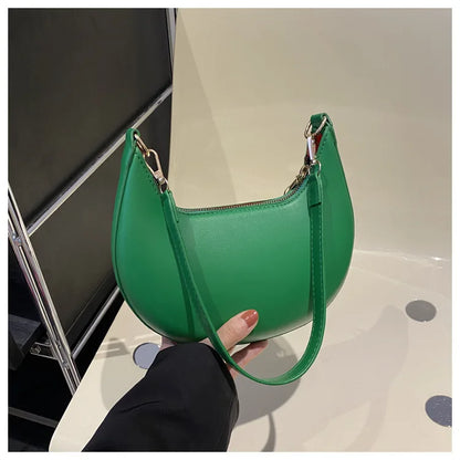 Women’s Moon-Shaped Shoulder Bag – Elegant Minimalist Hobo Handbag, Luxury-Look Crescent Purse with Adjustable Strap