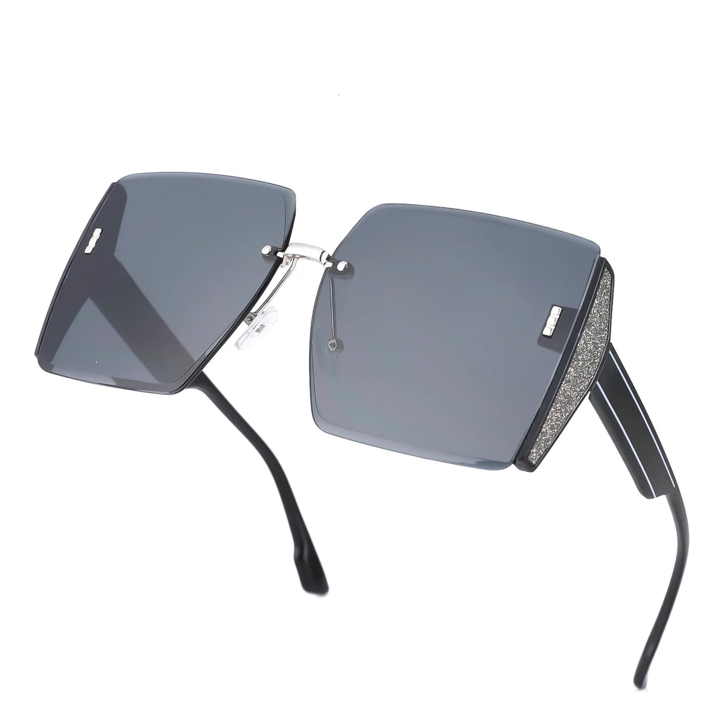 Women’s Vintage Square Frameless Sunglasses – Retro Gradient Lens UV Protection Fashion Shades