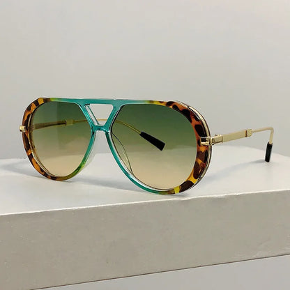 Vintage Double Bridge Oval Sunglasses UV400 | Luxury Gradient Lens Retro Fashion Eyewear for Men & Women