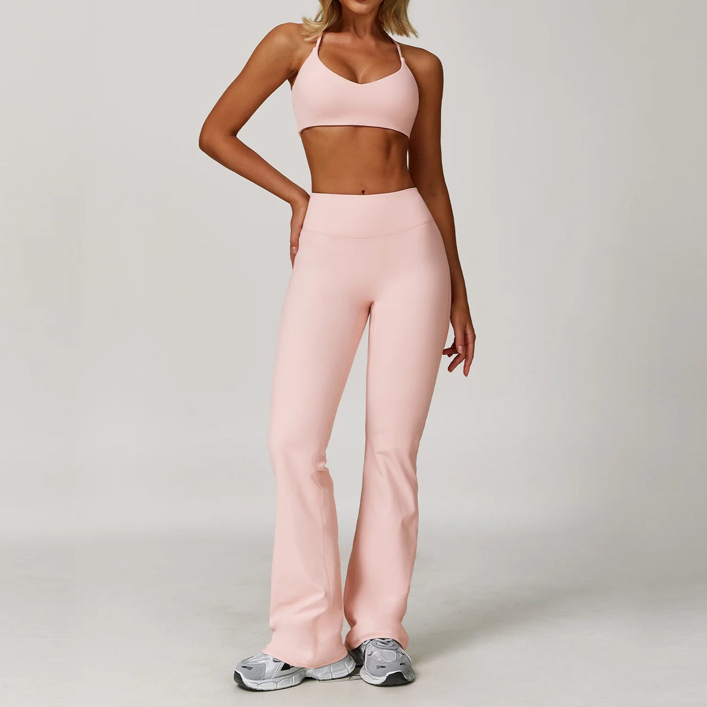 Women's 2/3PCS Yoga Set Workout Clothes Long Sleeve Sports Bra Leggings Gym Running Activewear Outfit